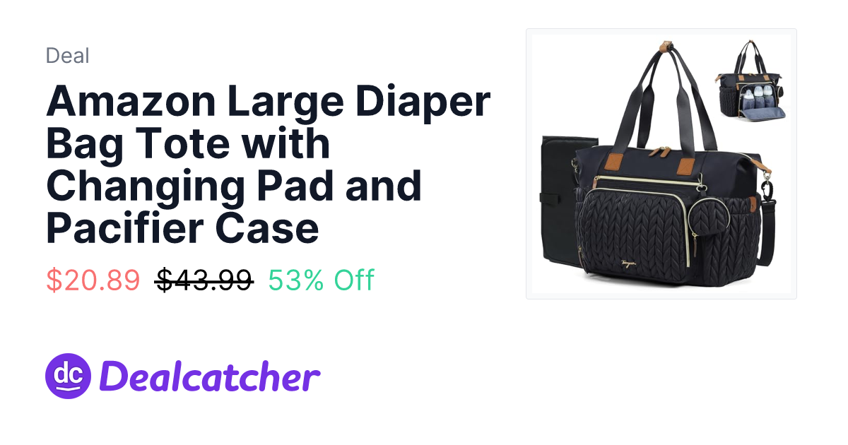 Amazon - Amazon Large Diaper Bag Tote with Changing Pad and Pacifier Case $20.89