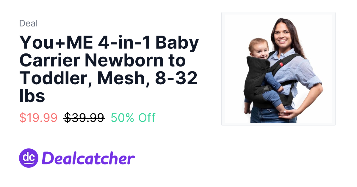Amazon - You+ME 4-in-1 Baby Carrier Newborn to Toddler, Mesh, 8-32 lbs $19.99