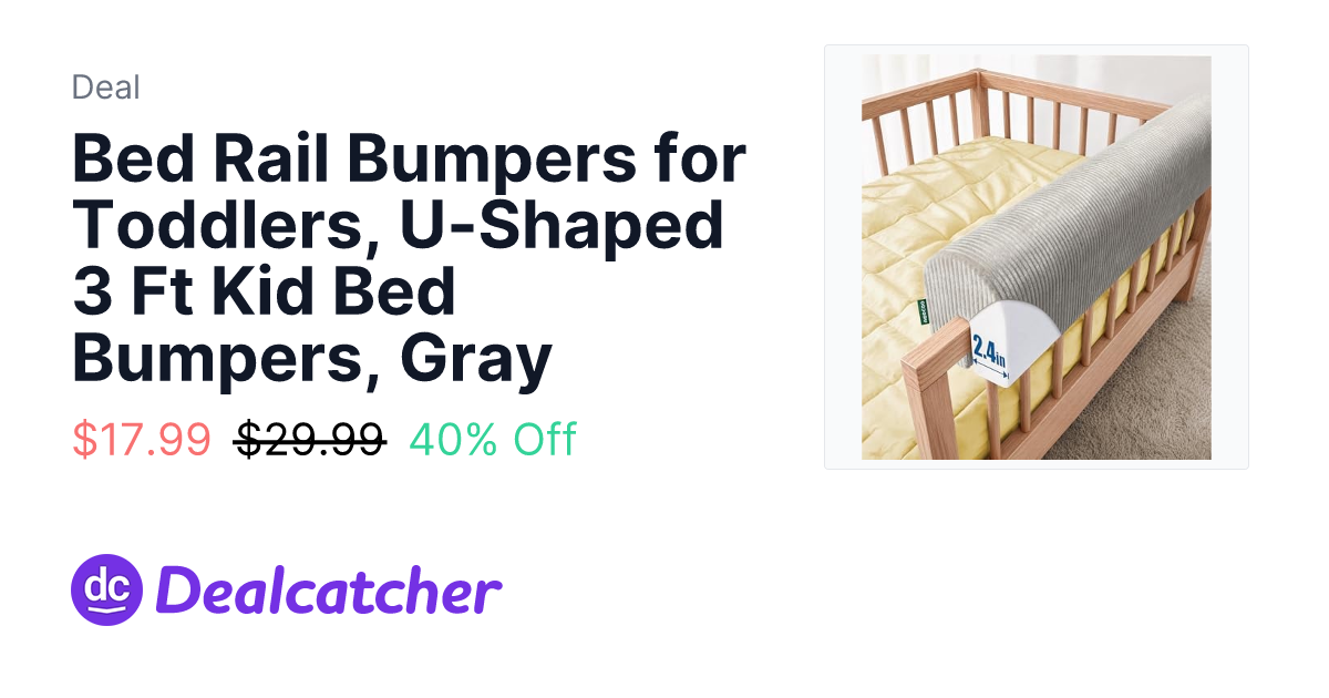 Amazon - Bed Rail Bumpers for Toddlers, U-Shaped 3 Ft Kid Bed Bumpers, Gray $17.99