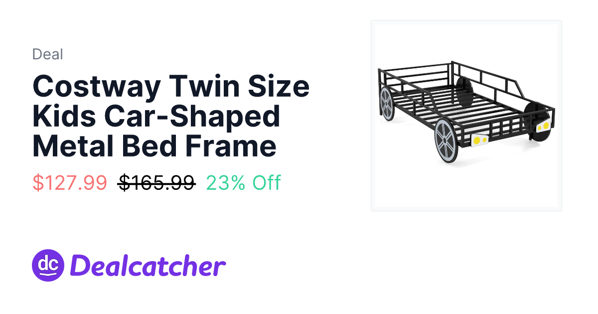 Costway - Costway Twin Size Kids Car-Shaped Metal Bed Frame $127.99