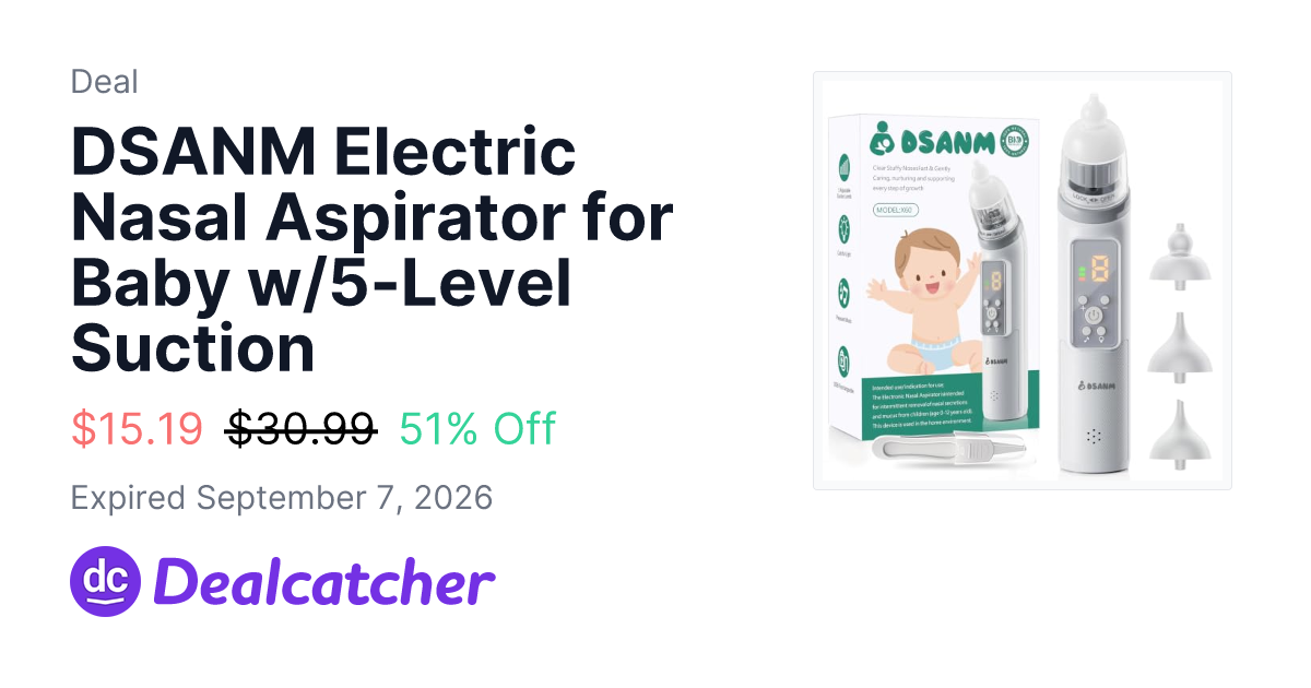 Amazon - DSANM Electric Nasal Aspirator for Baby w/5-Level Suction $15.19