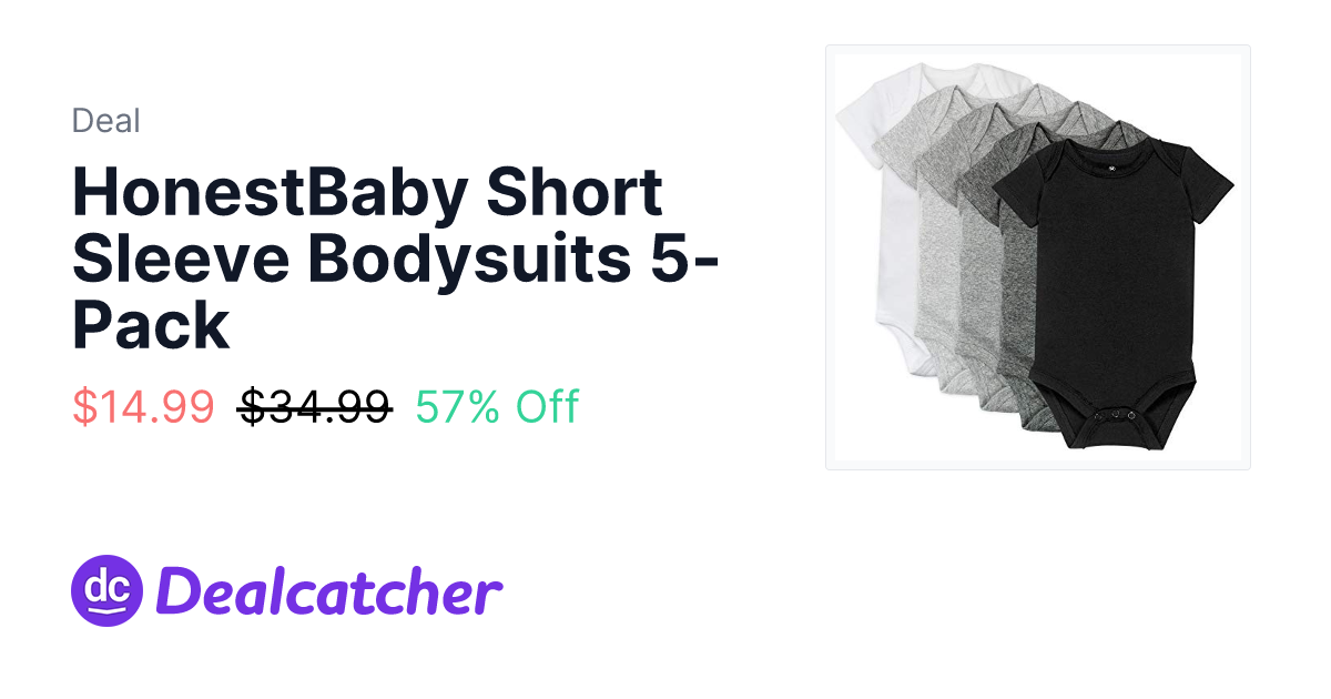 Amazon - HonestBaby Short Sleeve Bodysuits 5-Pack $14.99