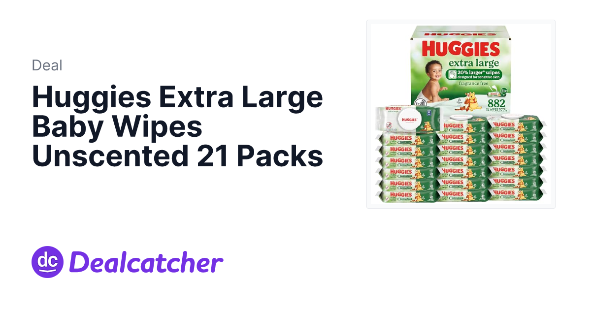 Amazon - Huggies Extra Large Baby Wipes Unscented 21 Packs
