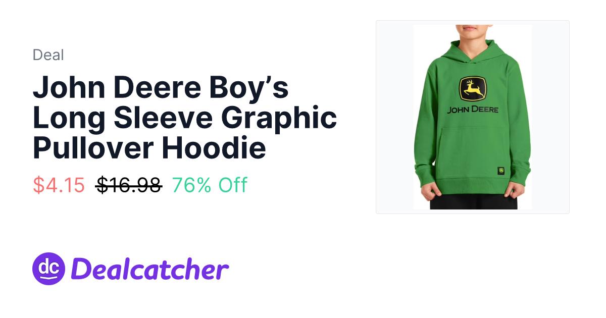 Walmart - John Deere Boy’s Long Sleeve Graphic Pullover Hoodie $4.15