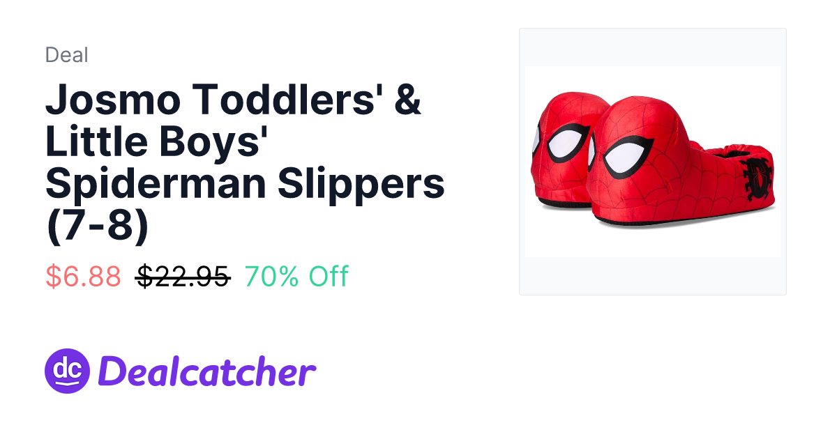 Zappos - Josmo Toddlers' & Little Boys' Spiderman Slippers (7-8) $6.88