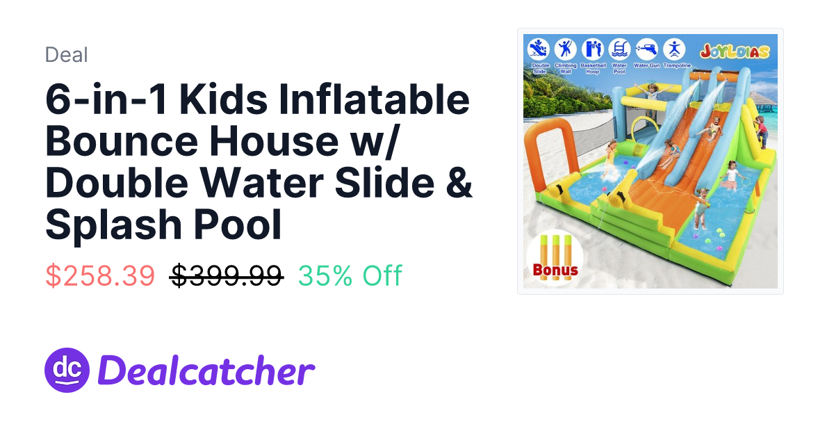 eBay - 6-in-1 Kids Inflatable Bounce House w/ Double Water Slide & Splash Pool $258.39