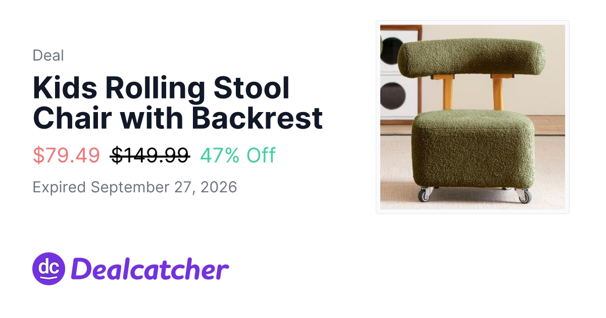 Amazon - Kids Rolling Stool Chair with Backrest $79.49