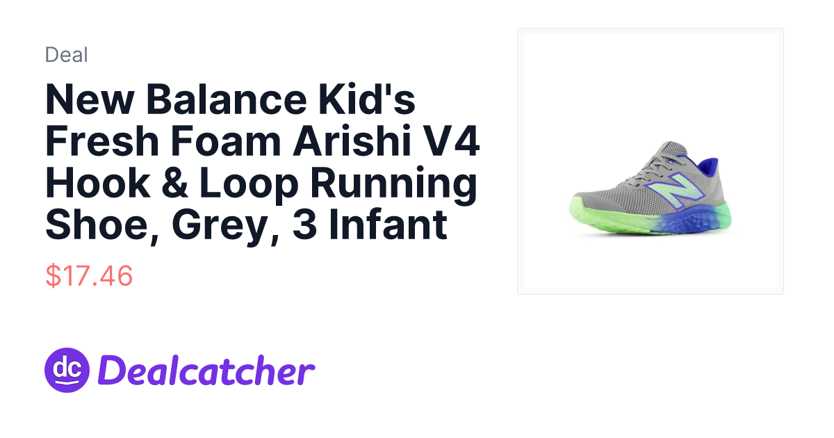 Amazon - New Balance Kid's Fresh Foam Arishi V4 Hook & Loop Running Shoe, Grey, 3 Infant $17.46