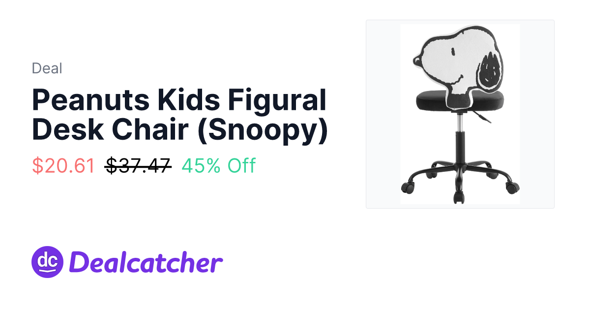 Walmart - Peanuts Kids Figural Desk Chair (Snoopy) $20.61