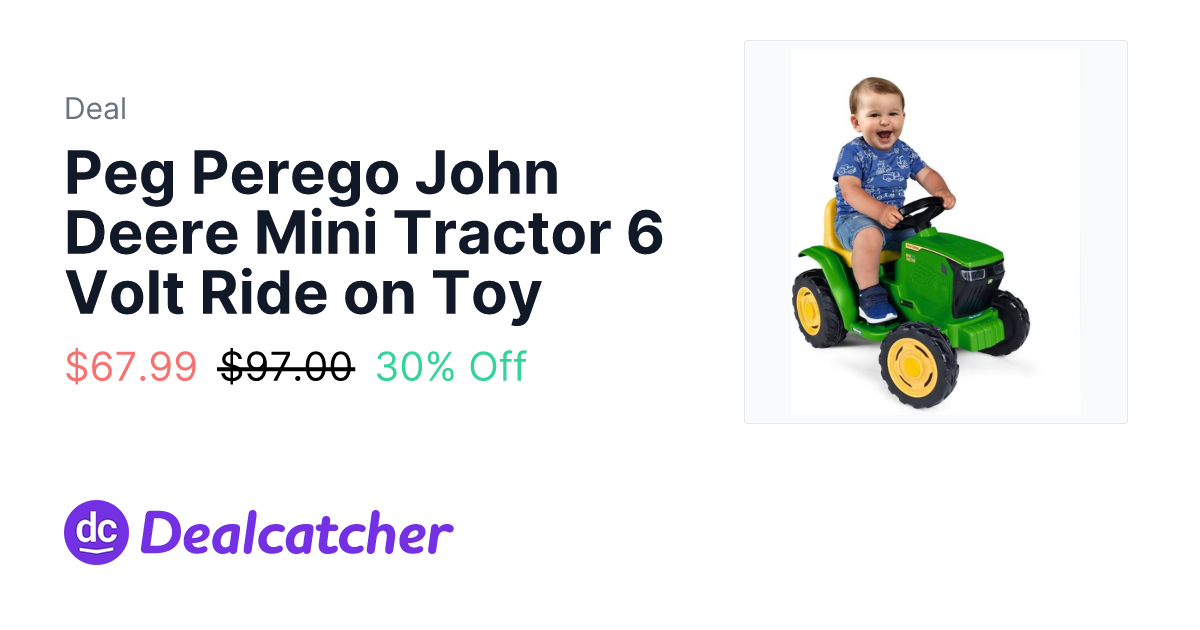 Walmart - Peg Perego John Deere Mini Tractor 6 Volt Ride on Toy $67.99
