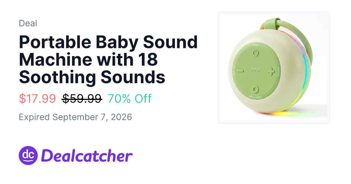 Amazon - Portable Baby Sound Machine with 18 Soothing Sounds $17.99