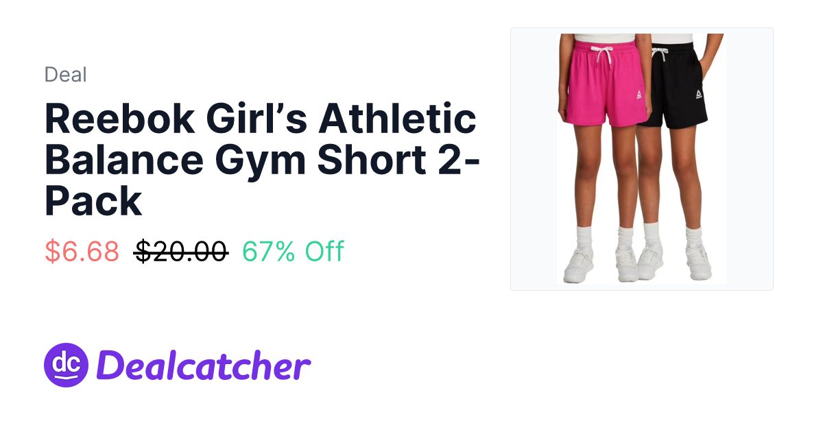Walmart - Reebok Girl’s Athletic Balance Gym Short 2-Pack $6.68