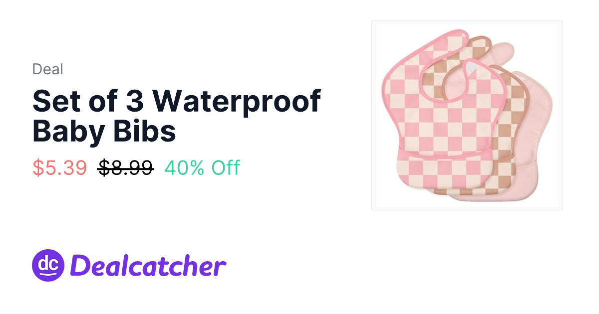 Amazon - Set of 3 Waterproof Baby Bibs $5.39