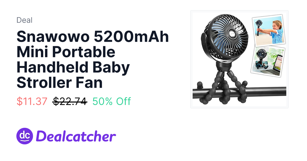 Amazon - Snawowo 5200mAh Mini Portable Handheld Baby Stroller Fan $11.37