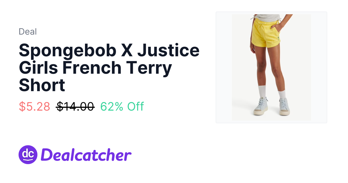 Walmart - Spongebob X Justice Girls French Terry Short $5.28