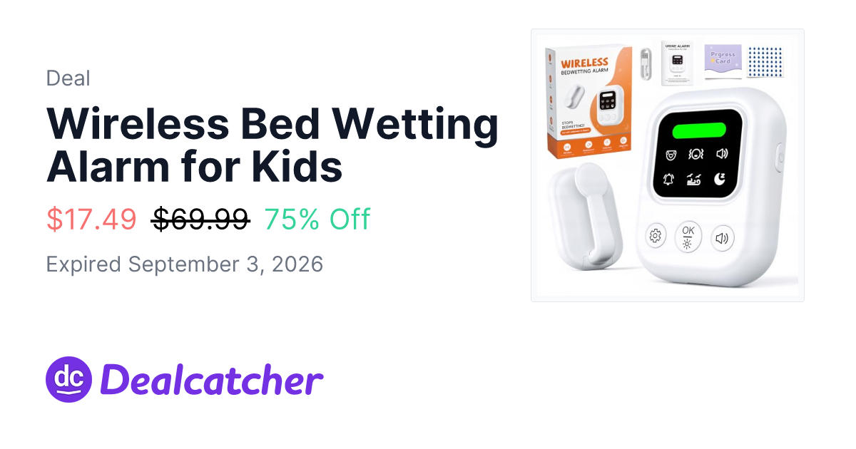 Amazon - Wireless Bed Wetting Alarm for Kids $17.49