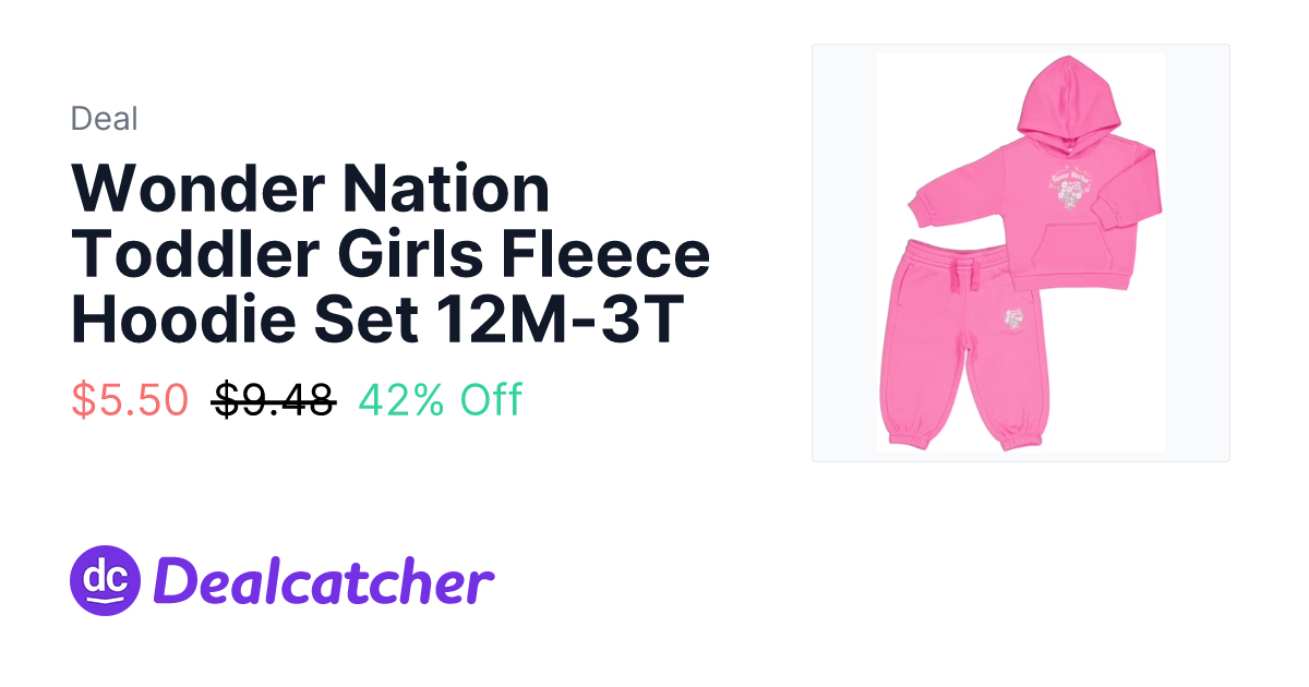 Walmart - Wonder Nation Toddler Girls Fleece Hoodie Set 12M-3T $5.50