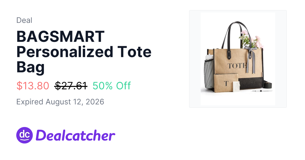 Amazon - BAGSMART Personalized Tote Bag $13.80