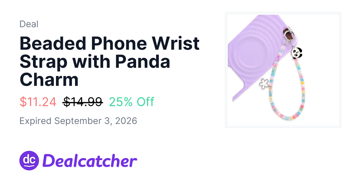 Amazon - Beaded Phone Wrist Strap with Panda Charm $11.24