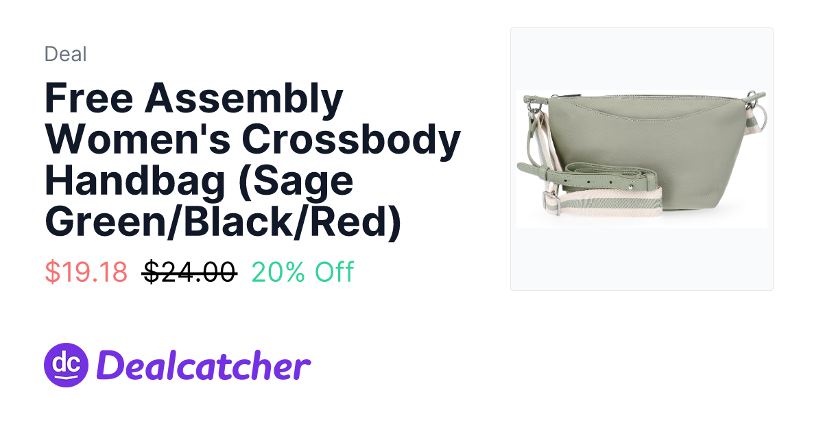 Walmart - Free Assembly Women's Crossbody Handbag (Sage Green/Black/Red) $19.18