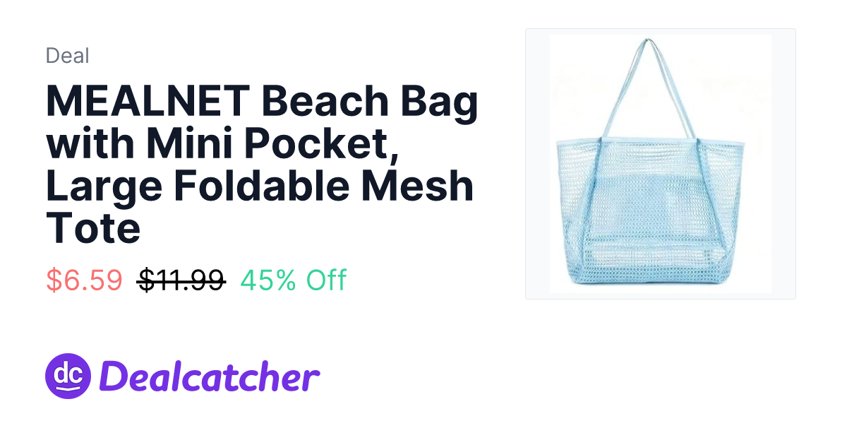 Amazon - MEALNET Beach Bag with Mini Pocket, Large Foldable Mesh Tote $6.59