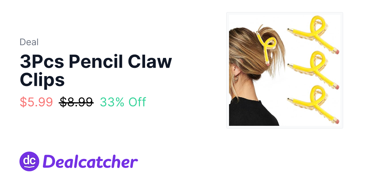 Amazon - 3Pcs Pencil Claw Clips $5.99