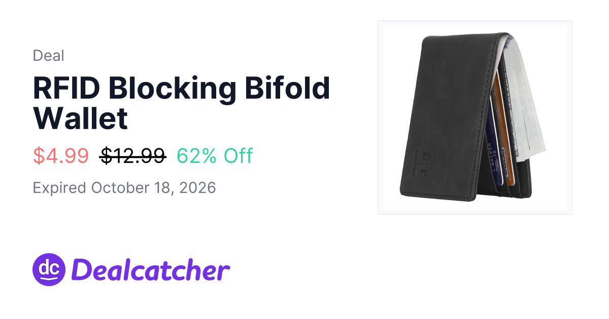 Amazon - RFID Blocking Bifold Wallet $4.99