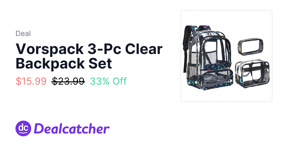 Amazon - Vorspack 3-Pc Clear Backpack Set $15.99