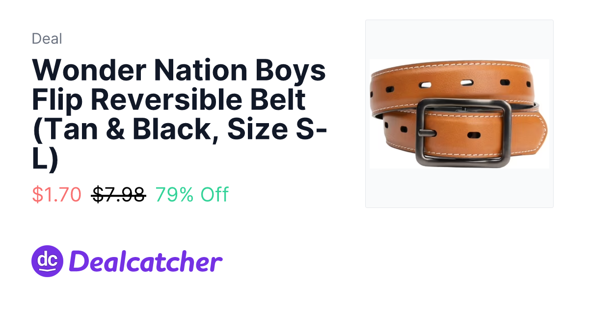 Walmart - Wonder Nation Boys Flip Reversible Belt (Tan & Black, Size S-L) $1.70