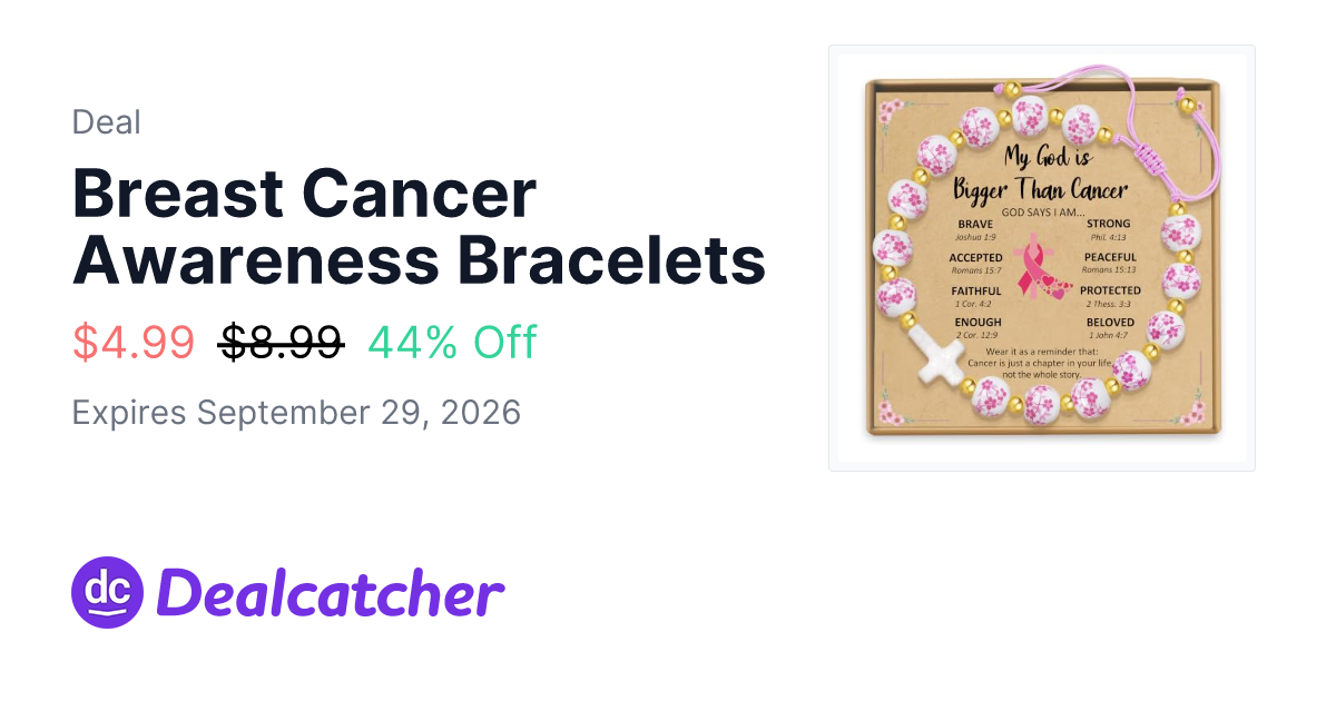 Amazon - Breast Cancer Awareness Bracelets $4.99
