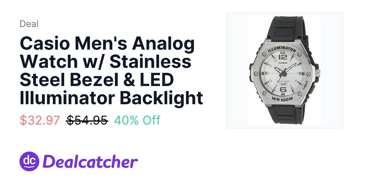 Amazon - Casio Men's Analog Watch w/ Stainless Steel Bezel & LED Illuminator Backlight $32.97