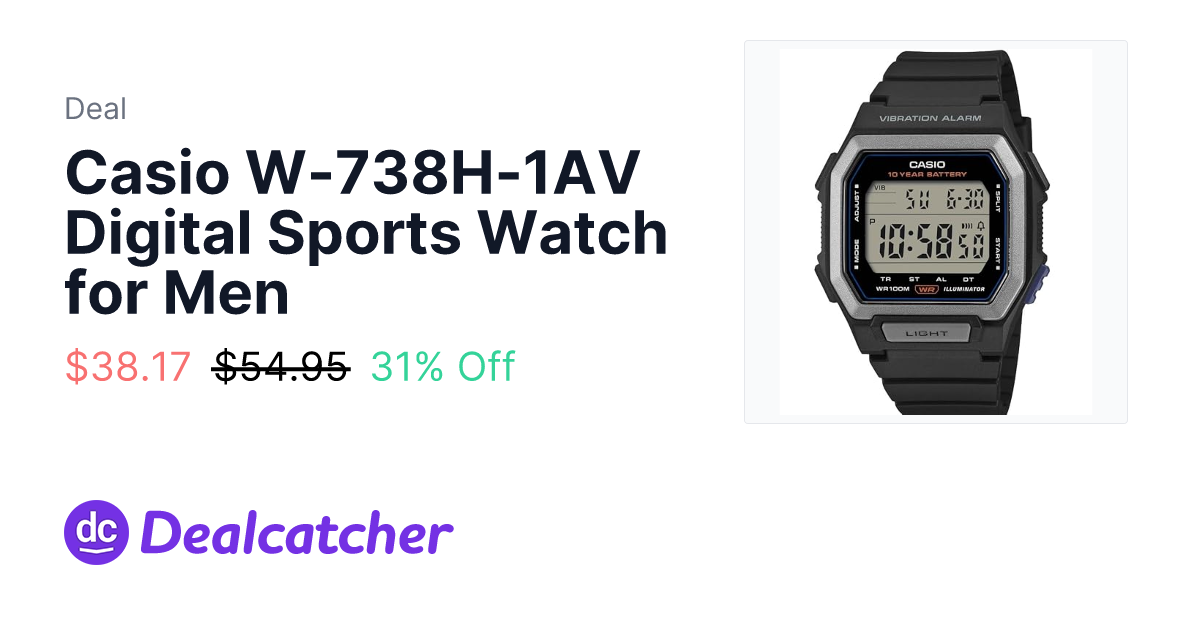 Amazon - Casio W-738H-1AV Digital Sports Watch for Men $38.17