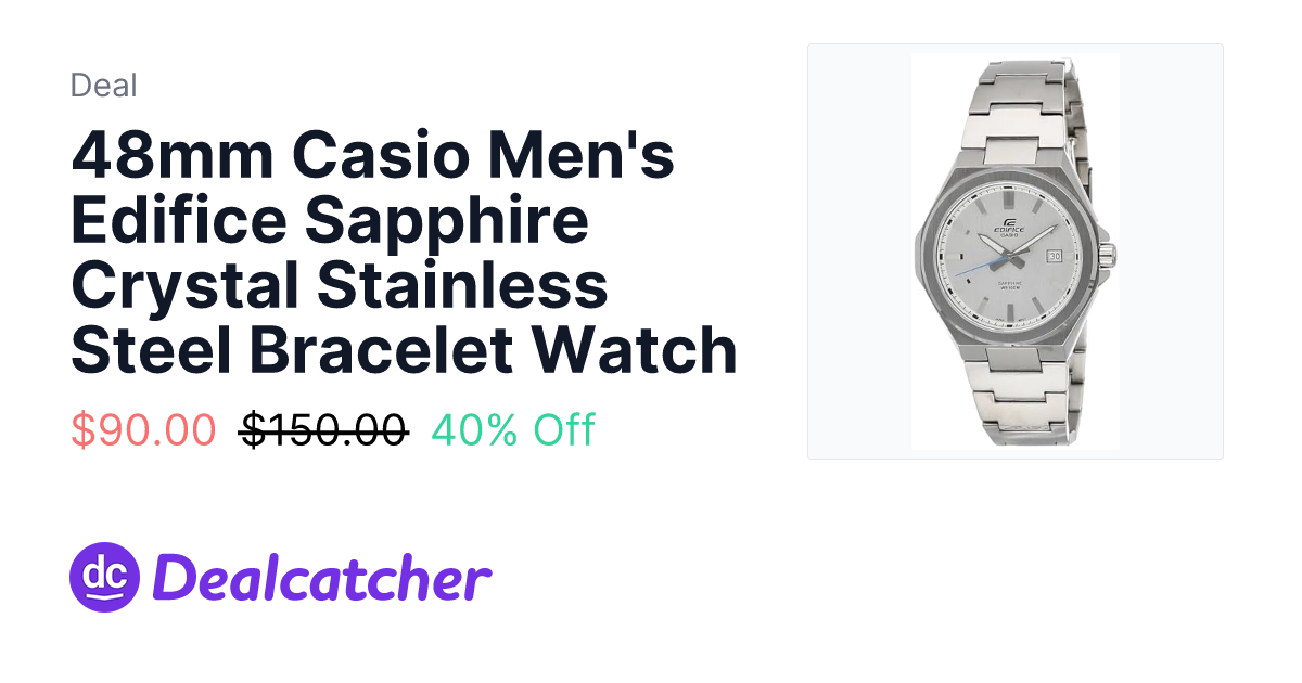 Amazon - 48mm Casio Men's Edifice Sapphire Crystal Stainless Steel Bracelet Watch $90.00