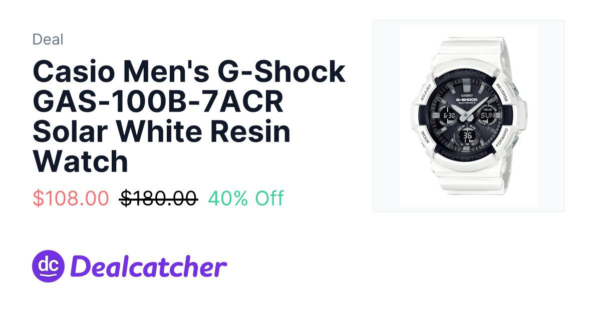 Amazon - Casio Men's G-Shock GAS-100B-7ACR Solar White Resin Watch $108.00