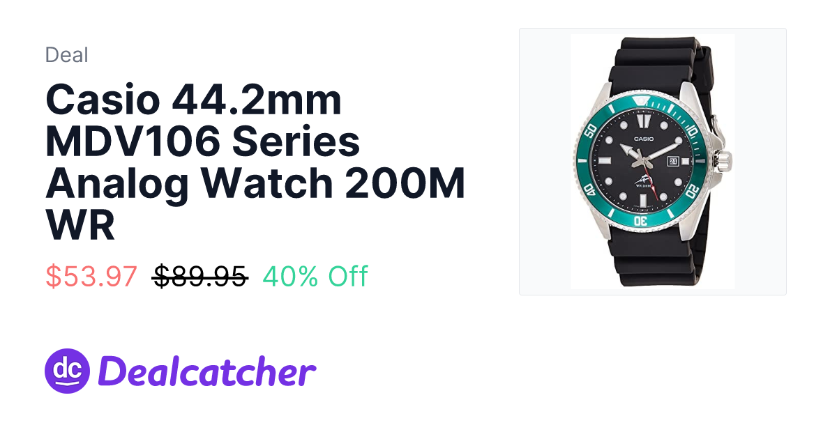 Amazon - Casio 44.2mm MDV106 Series Analog Watch 200M WR $53.97