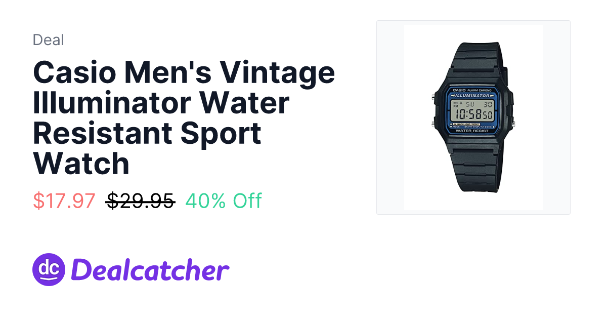 Amazon - Casio Men's Vintage Illuminator Water Resistant Sport Watch $17.97