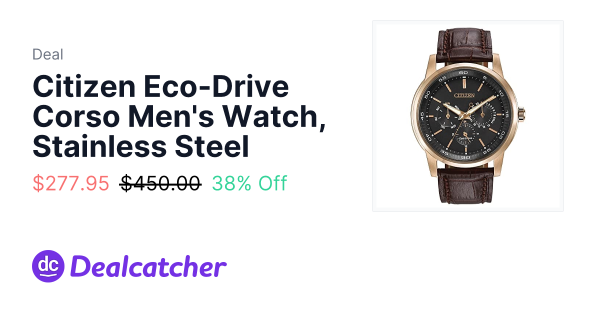 Amazon - Citizen Eco-Drive Corso Men's Watch, Stainless Steel $277.95