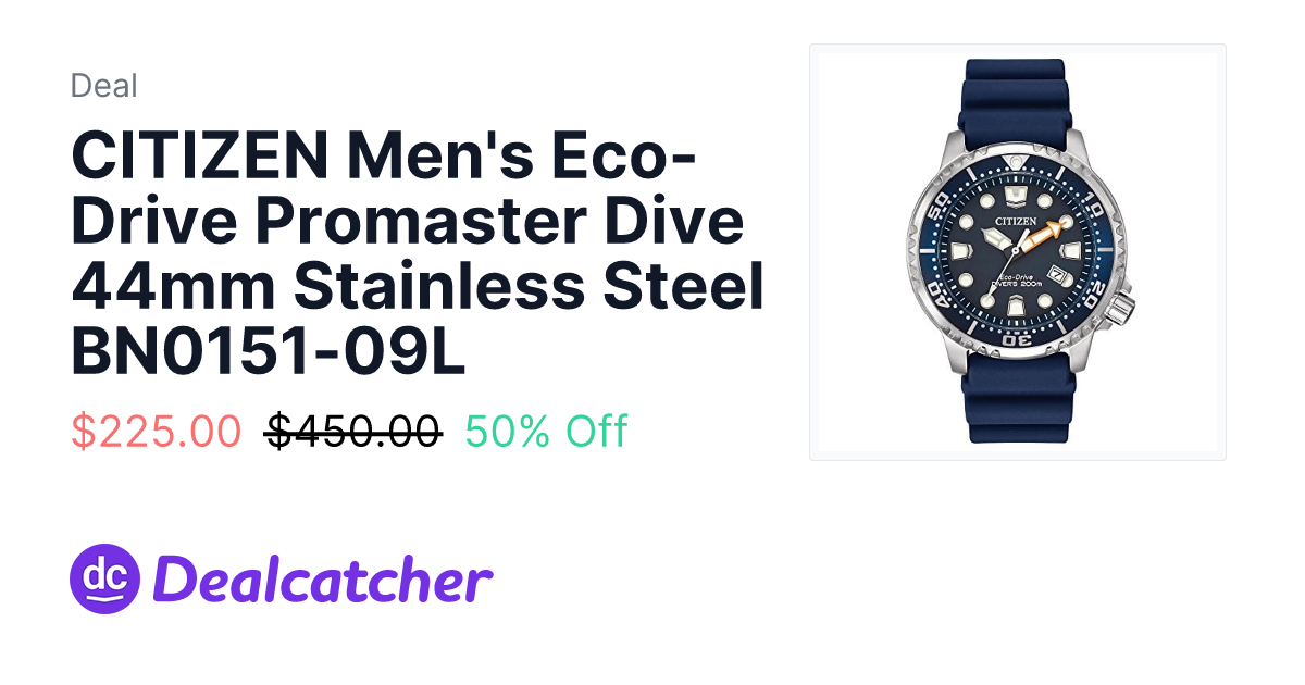 Amazon - CITIZEN Men's Eco-Drive Promaster Dive 44mm Stainless Steel BN0151-09L $237.99