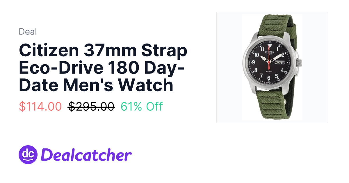 Jomashop - Citizen 37mm Strap Eco-Drive 180 Day-Date Men's Watch $114.00