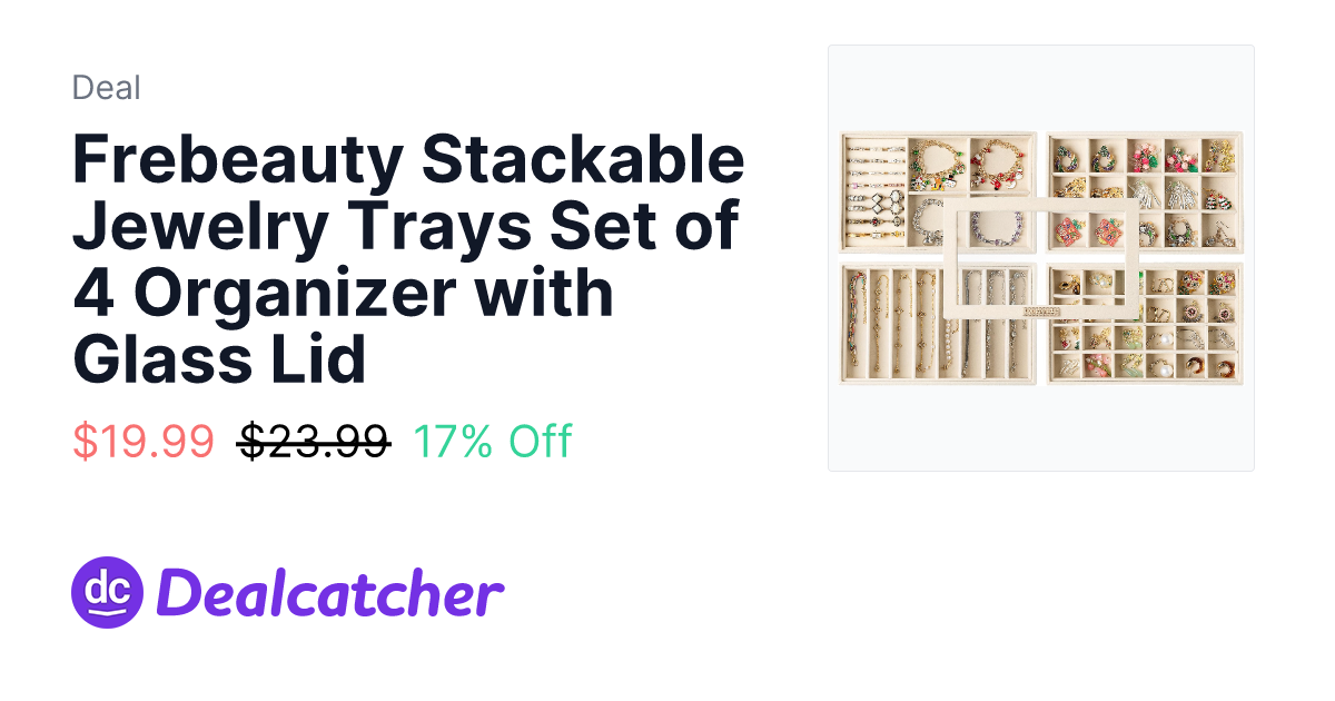 Amazon - Frebeauty Stackable Jewelry Trays Set of 4 Organizer with Glass Lid $19.99
