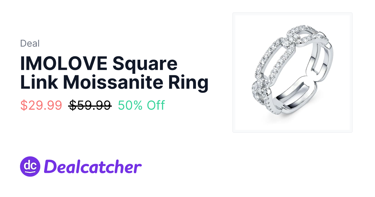 Amazon - IMOLOVE Square Link Moissanite Ring $29.99
