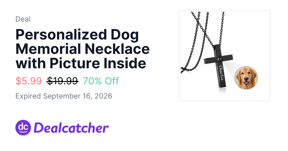 Amazon - Personalized Dog Memorial Necklace with Picture Inside $5.99