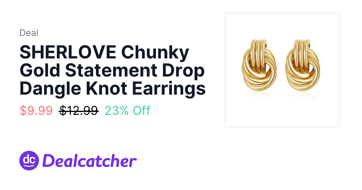 Amazon - SHERLOVE Chunky Gold Statement Drop Dangle Knot Earrings $9.99