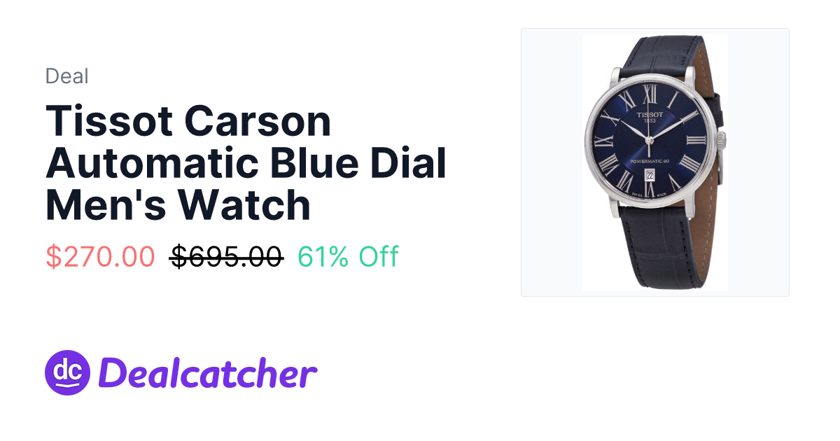 Jomashop - Tissot Carson Automatic Blue Dial Men's Watch $270.00