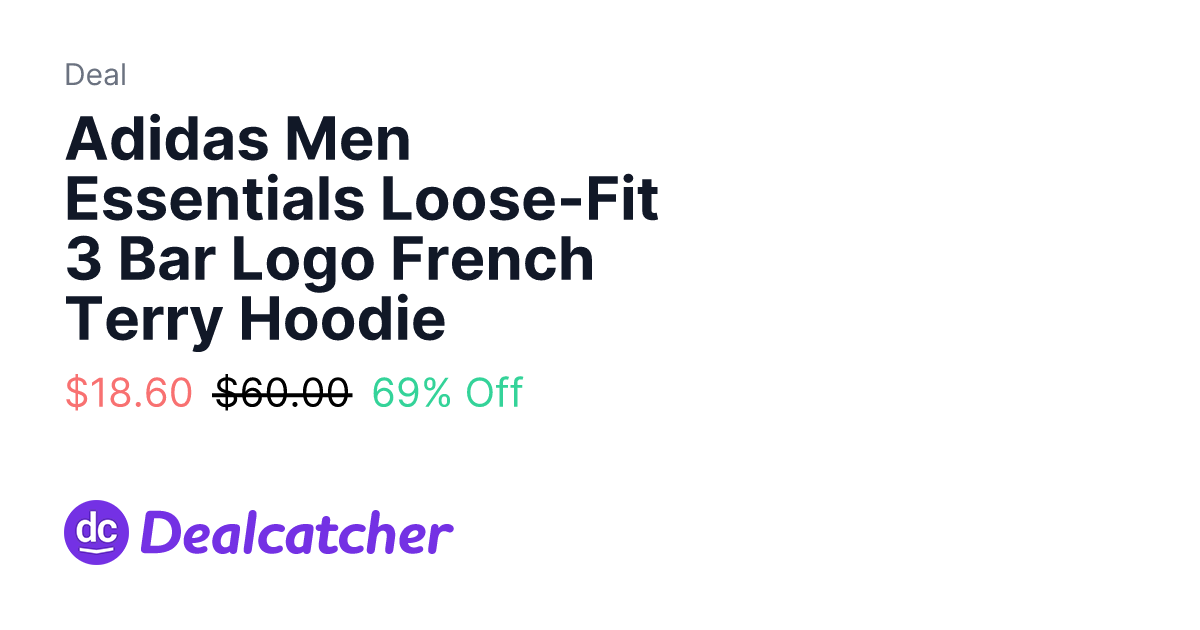 eBay - Adidas Men Essentials Loose-Fit 3 Bar Logo French Terry Hoodie $18.60