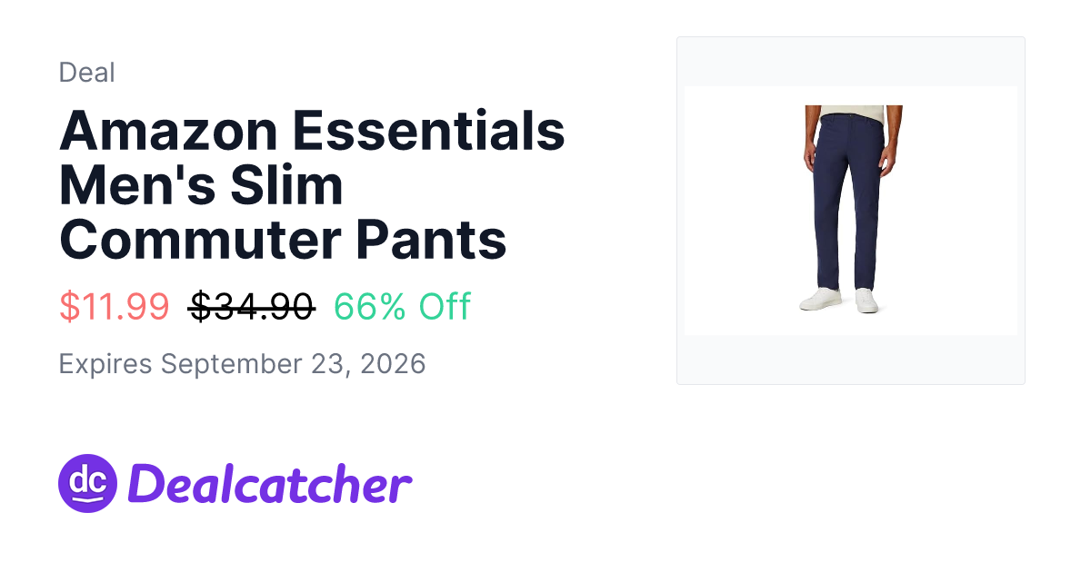 Woot - Amazon Essentials Men's Slim Commuter Pants $11.99