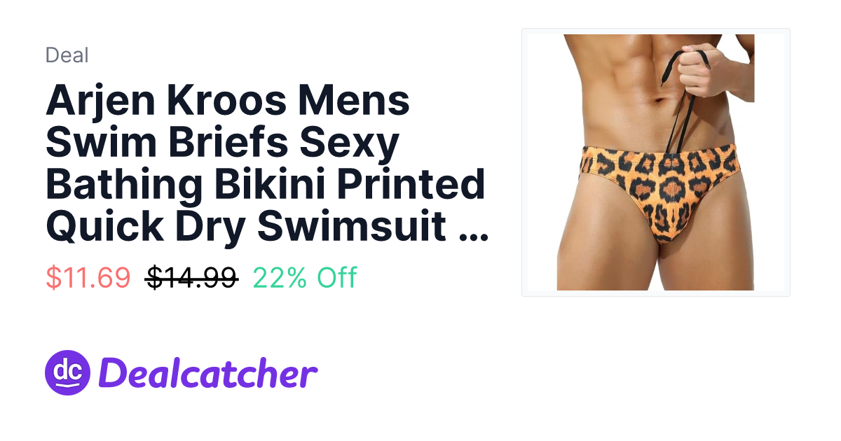 Amazon - Arjen Kroos Mens Swim Briefs Sexy Bathing Bikini Printed Quick Dry Swimsuit | Beach Swimwear for Men with Drawstring $11.69