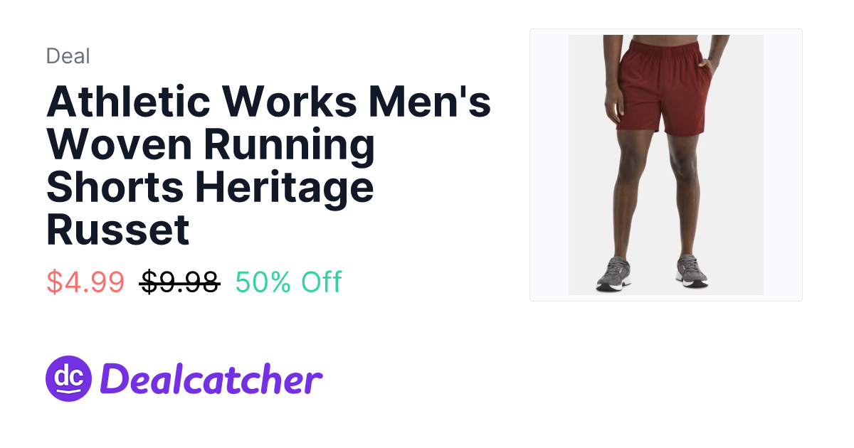 Walmart - Athletic Works Men's Woven Running Shorts Heritage Russet $4.99
