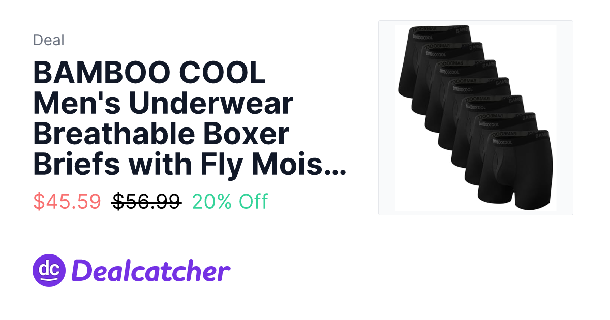 Amazon - BAMBOO COOL Men's Underwear Breathable Boxer Briefs with Fly Moisture-Wicking Lightweight Underwear 7-Pack $45.59