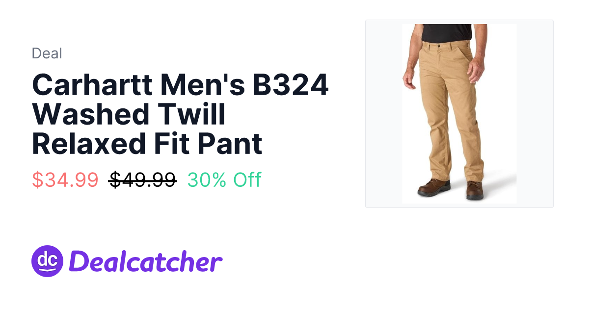 Amazon - Carhartt Men's B324 Washed Twill Relaxed Fit Pant $34.99